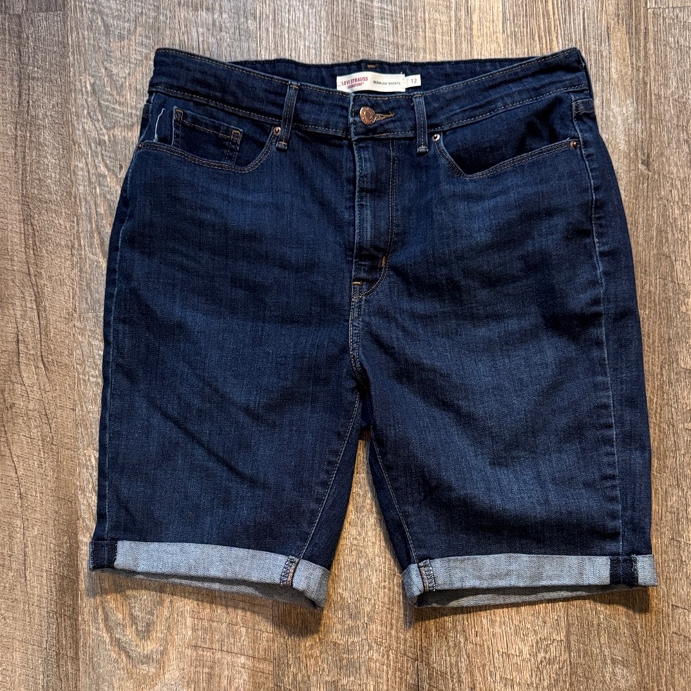 Levi's Dark Blue Cuffed Women's Denim Shorts